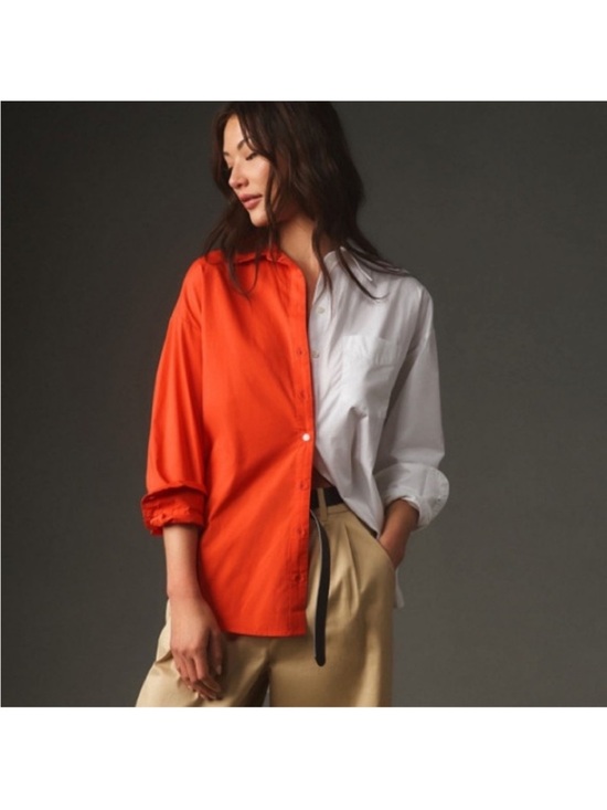 Anthropologie Tops - Anthropologie The Bennet Buttondown Shirt: Colorblock Edition